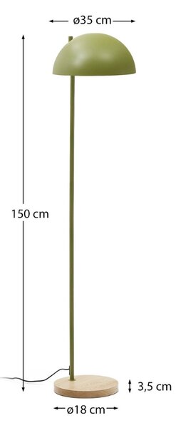 Zelená kovová stojací lampa Kave Home Catlar 150 cm