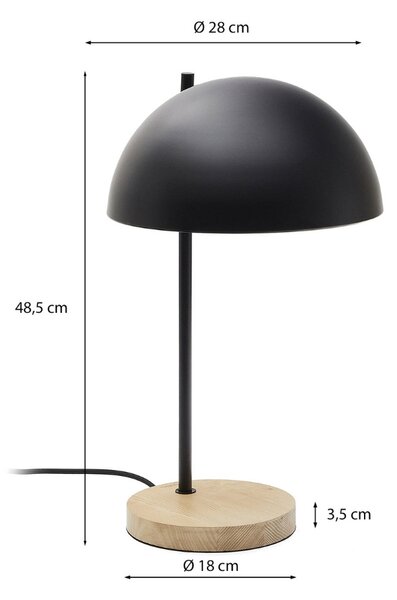 Černá kovová stolní lampa Kave Home Catlar