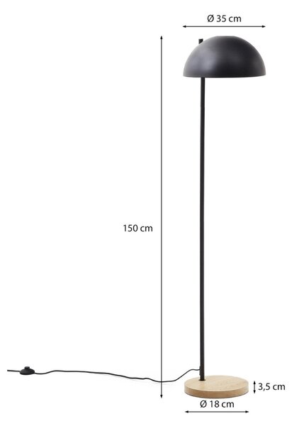 Černá kovová stojací lampa Kave Home Catlar 150 cm