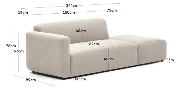 Kave Home Rohová modulární pohovka Neom 244 cm, levá/pravá