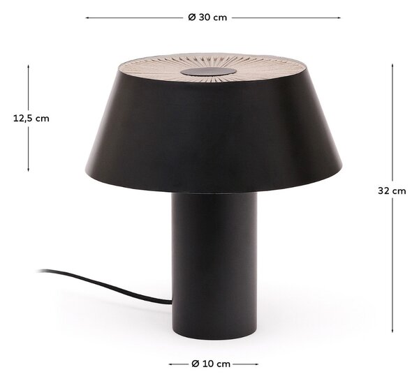 Černá kovová stolní lampa Kave Home Ancare