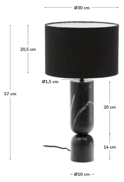 Černá mramorová stolní lampa Kave Home Vex