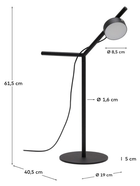 Černá kovová stolní lampa Kave Home Orey