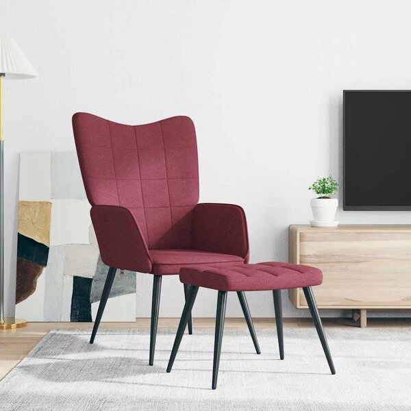Relaxační židle se stoličkou vínová textil 327960