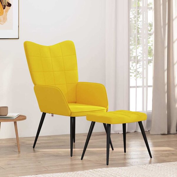 Relaxační židle se stoličkou hořčicová textil 327959