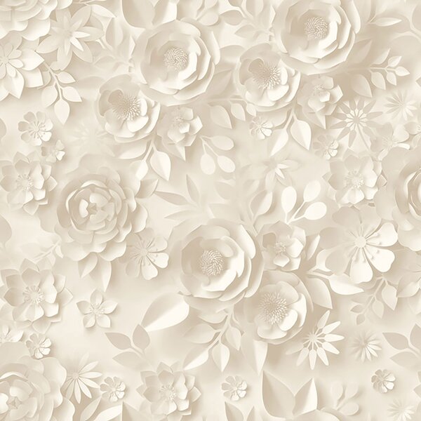 Vliesová květinová béžová tapeta s 3D efektem- M44607, My Kingdom, Ugépa