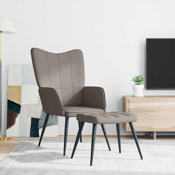 Relaxační židle se stoličkou taupe textil 327961