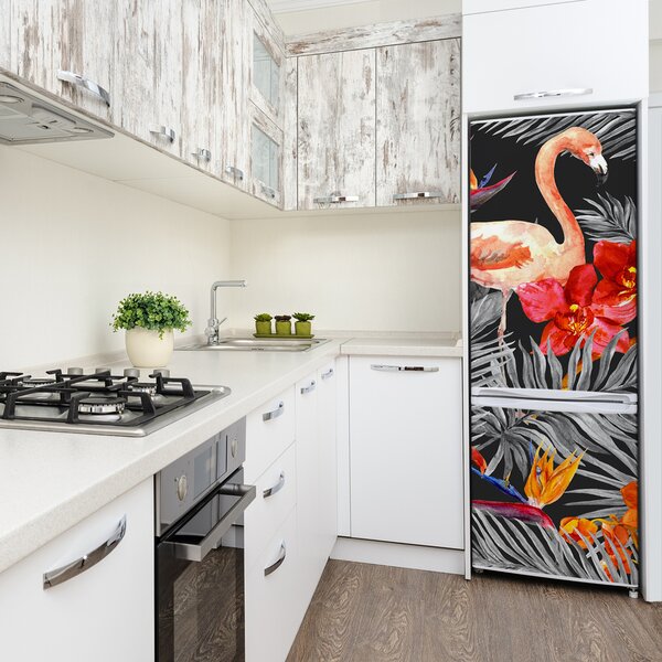 Foto nálepka na ledničku Plameňáci a květiny FridgeStick-70x190-f-115695227