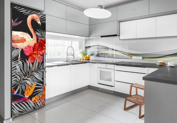 Foto nálepka na ledničku Plameňáci a květiny FridgeStick-70x190-f-115695227