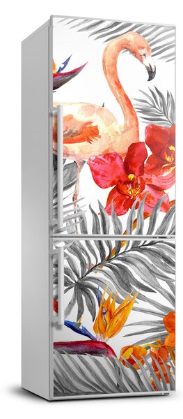 Foto nálepka na ledničku Plameňáci a květiny FridgeStick-70x190-f-115695348