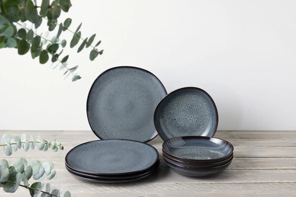 Villeroy&Boch Sada kameninových talířů Lave Gris, 8 ks