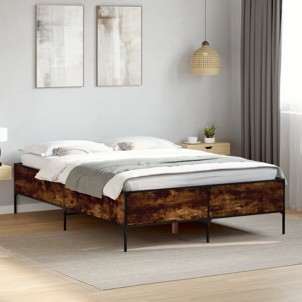 Rám postele kouřový dub 120 x 190 cm kompozitní dřevo a kov 3279819