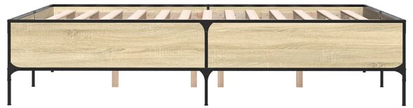 Rám postele dub sonoma 120 x 200 cm kompozitní dřevo a kov 3279803