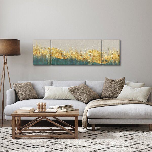 Obraz - Textrura se zlatým dekorem (170x50 cm)