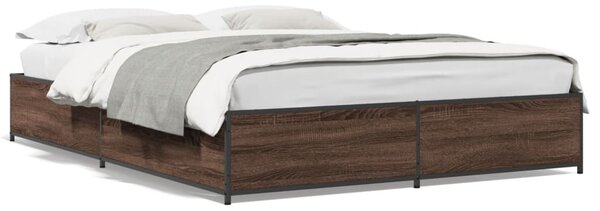 Rám postele hnědý dub 120 x 190 cm kompozitní dřevo a kov 3279866