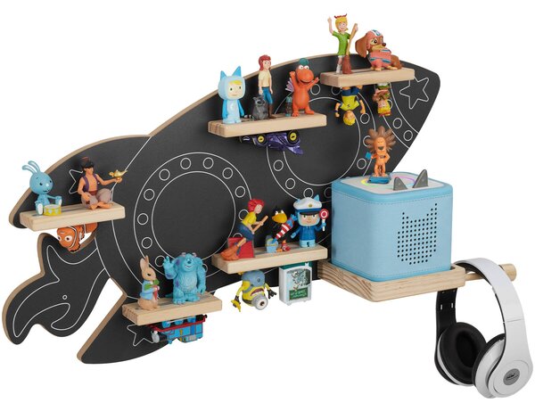 Tectake Nástěnná police MyLittleStory Rocket, pro až 40 Tonies - antracit