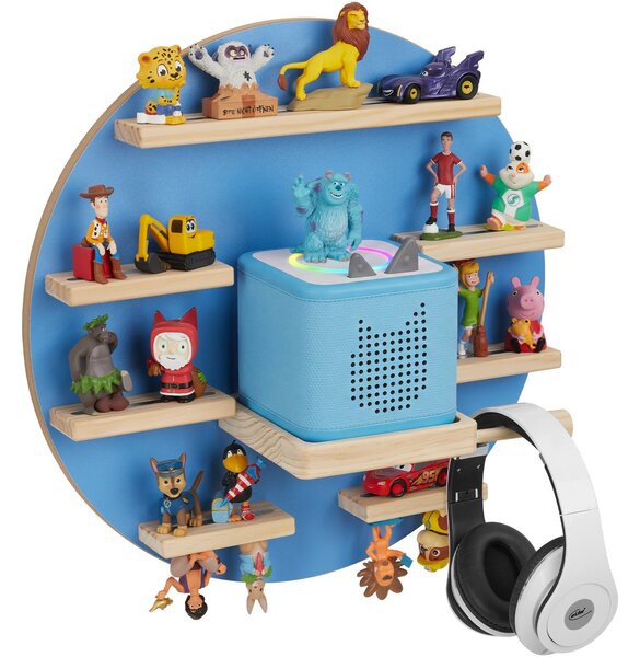 Tectake Nástěnná police MyLittleStory Moon, pojme až 28 Tonies - modrá