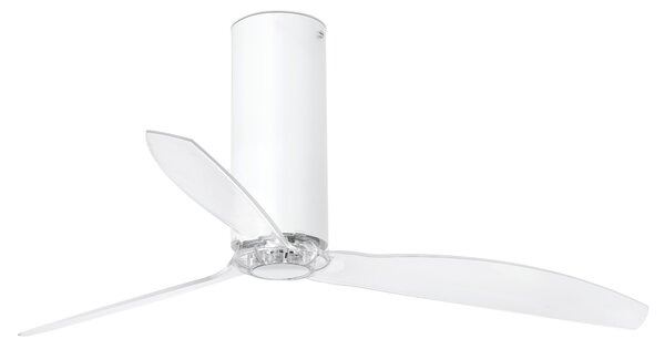 FARO BARCELONA Moderní stropní ventilátor na dálkové ovládání TUBE FAN, 6 rychlostí, lesklý bílý/čirý 32033