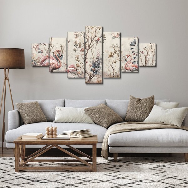 Obraz - Kresba plameňáků (210x100 cm)