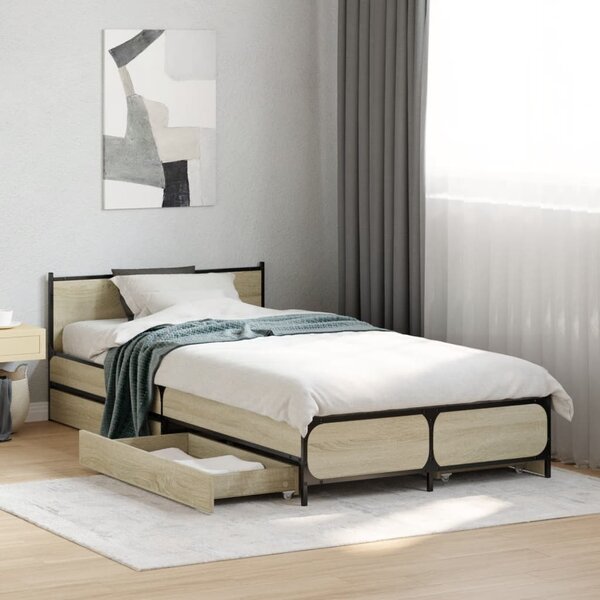Rám postele se zásuvkami dub sonoma 75x190 cm kompozitní dřevo 3279973