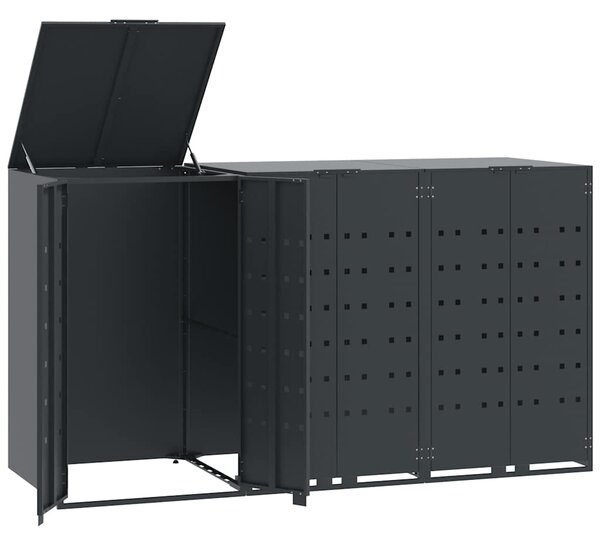 Box na 3 popelnice antracitový 207 x 79 x 117 cm ocel 3279983