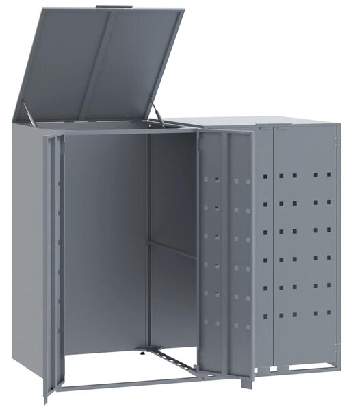 Box na 2 popelnice šedý 138 x 79 x 117 cm ocel 3279987