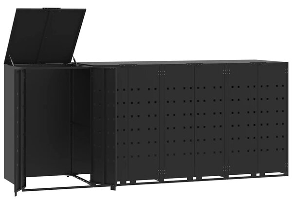 Box na 4 popelnice černý 276 x 79 x 117 cm ocel 3279979