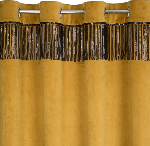 ZATEMŇOVACÍ ZÁVĚS NA KROUŽCÍCH JASPIS 140X250 CM ZLATÁ