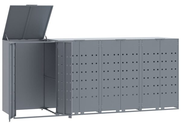 Box na 4 popelnice šedý 276 x 79 x 117 cm ocel 3279989