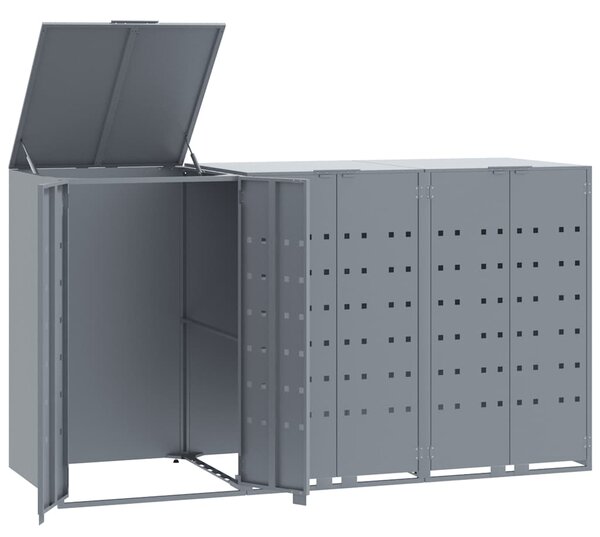 Box na 3 popelnice šedý 207 x 79 x 117 cm ocel 3279988