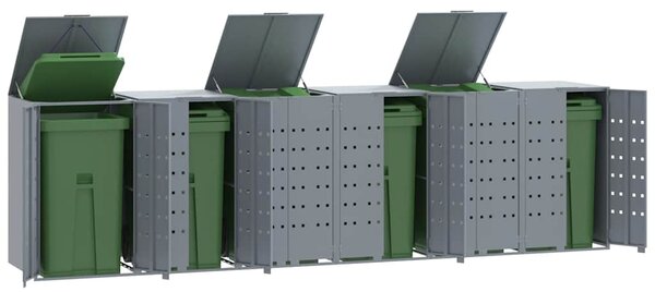 Box na 6 popelnic šedý 414 x 79 x 117 cm ocel 3279991