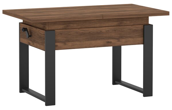 Rozkládací polohovací konferenční stolek HOGO 3v1 | 120-157x62,5-74,5x67 cm | síla horní desky 32 mm | ořech/černé nohy
