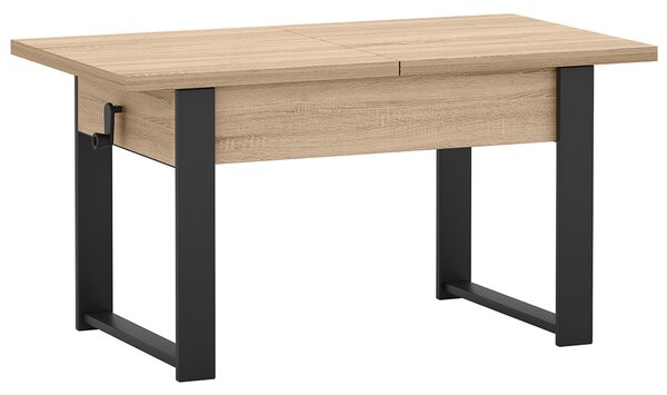 Rozkládací polohovací konferenční stolek HOGO 3v1 | 120-157x62,5-74,5x67 cm | síla horní desky 32 mm | dub sonoma/černé nohy