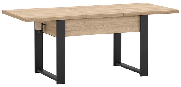 Rozkládací polohovací konferenční stolek HOGO 3v1 | 120-157x62,5-74,5x67 cm | síla horní desky 32 mm | dub sonoma/černé nohy