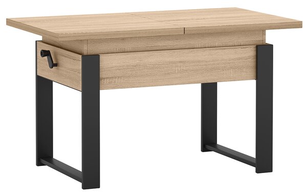 Rozkládací polohovací konferenční stolek HOGO 3v1 | 120-157x62,5-74,5x67 cm | síla horní desky 32 mm | dub sonoma/černé nohy