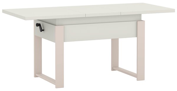 Rozkládací polohovací konferenční stolek HOGO 3v1 | 120-157x62,5-74,5x67 cm | síla horní desky 32 mm | bílá/nohy kašmír