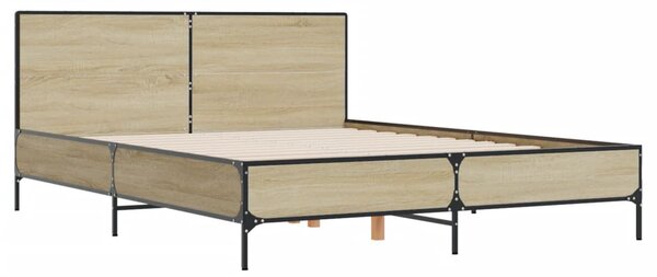 Rám postele dub sonoma 160 x 200 cm kompozitní dřevo a kov 3280008