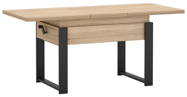 Rozkládací polohovací konferenční stolek HOGO 3v1 | 120-157x62,5-74,5x67 cm | síla horní desky 32 mm | dub sonoma/černé nohy