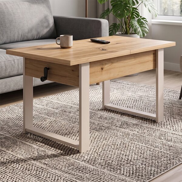 Rozkládací polohovací konferenční stolek HOGO 3v1 | 120-157x62,5-74,5x67 cm | síla horní desky 32 mm | artisan/nohy kašmír