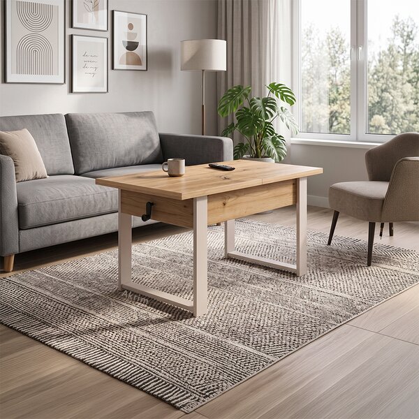 Rozkládací polohovací konferenční stolek HOGO 3v1 | 120-157x62,5-74,5x67 cm | síla horní desky 32 mm | artisan/nohy kašmír