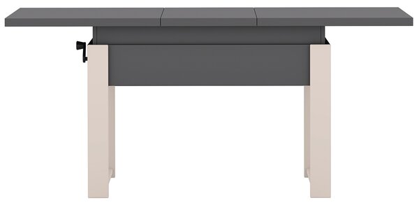 Rozkládací polohovací konferenční stolek HOGO 3v1 | 120-157x62,5-74,5x67 cm | síla horní desky 32 mm | tmavě šedá/nohy kašmír