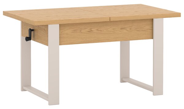 Rozkládací polohovací konferenční stolek HOGO 3v1 | 120-157x62,5-74,5x67 cm | síla horní desky 32 mm | dub bookmatch/nohy kašmír