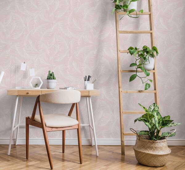 Růžová vliesová tapeta na zeď, palmové listy 6507-4, Batabasta, Mika, ICH Wallcoverings