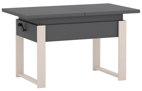 Rozkládací polohovací konferenční stolek HOGO 3v1 | 120-157x62,5-74,5x67 cm | síla horní desky 32 mm | tmavě šedá/nohy kašmír