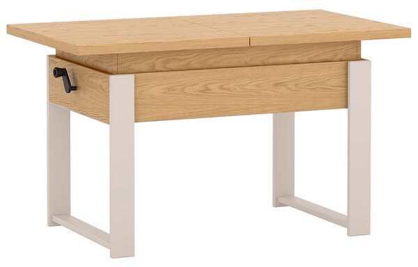 Rozkládací polohovací konferenční stolek HOGO 3v1 | 120-157x62,5-74,5x67 cm | síla horní desky 32 mm | dub bookmatch/nohy kašmír