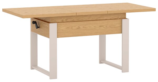 Rozkládací polohovací konferenční stolek HOGO 3v1 | 120-157x62,5-74,5x67 cm | síla horní desky 32 mm | dub bookmatch/nohy kašmír