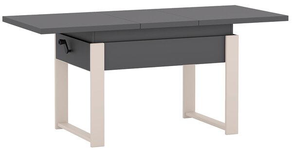 Rozkládací polohovací konferenční stolek HOGO 3v1 | 120-157x62,5-74,5x67 cm | síla horní desky 32 mm | tmavě šedá/nohy kašmír
