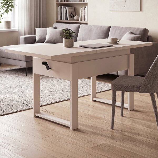 Rozkládací polohovací konferenční stolek HOGO 3v1 | 120-157x62,5-74,5x67 cm | síla horní desky 32 mm | kašmír/nohy kašmír