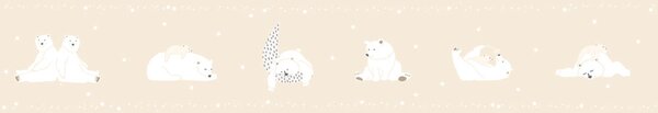 Béžová dětská samolepící bordura, medvídci, hvězdičky 7503-2, Noa, ICH Wallcoverings