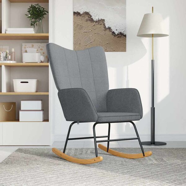 Houpací křeslo světle šedé textil 328007